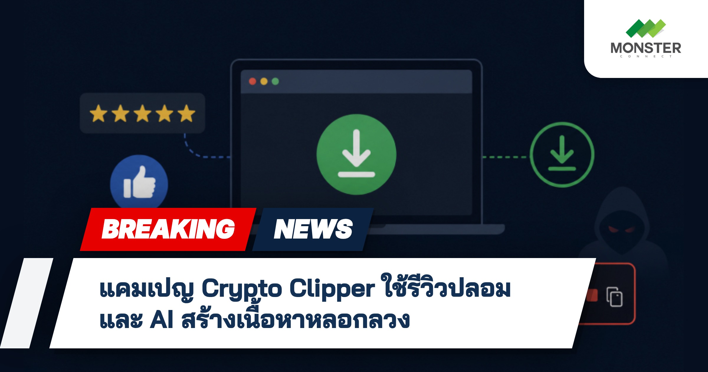 แคมเปญ Crypto Clipper ใช้รีวิวปลอมและ AI สร้างเนื้อหาหลอกลวง