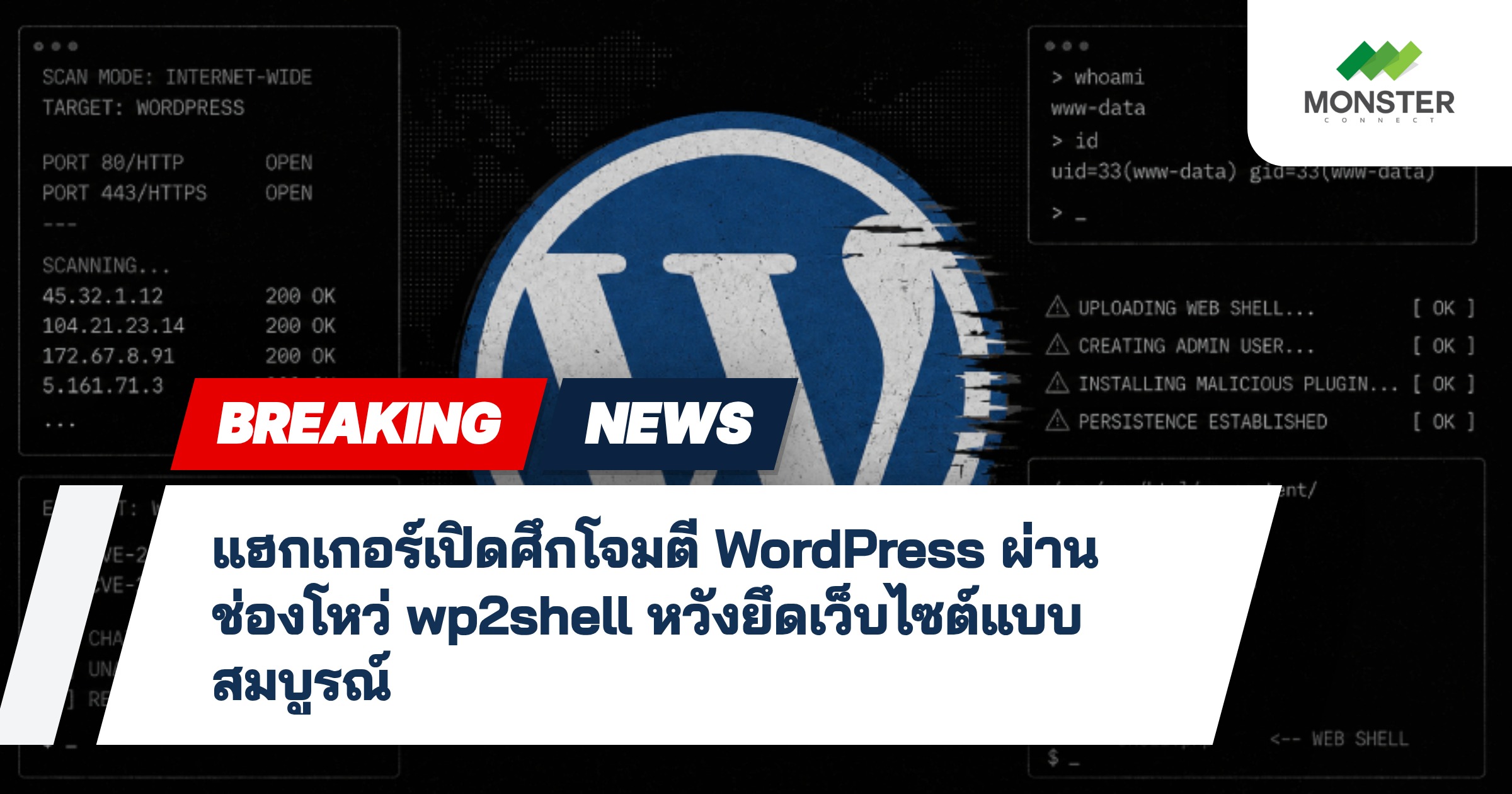 แฮกเกอร์เปิดศึกโจมตี WordPress ผ่านช่องโหว่ wp2shell หวังยึดเว็บไซต์แบบสมบูรณ์