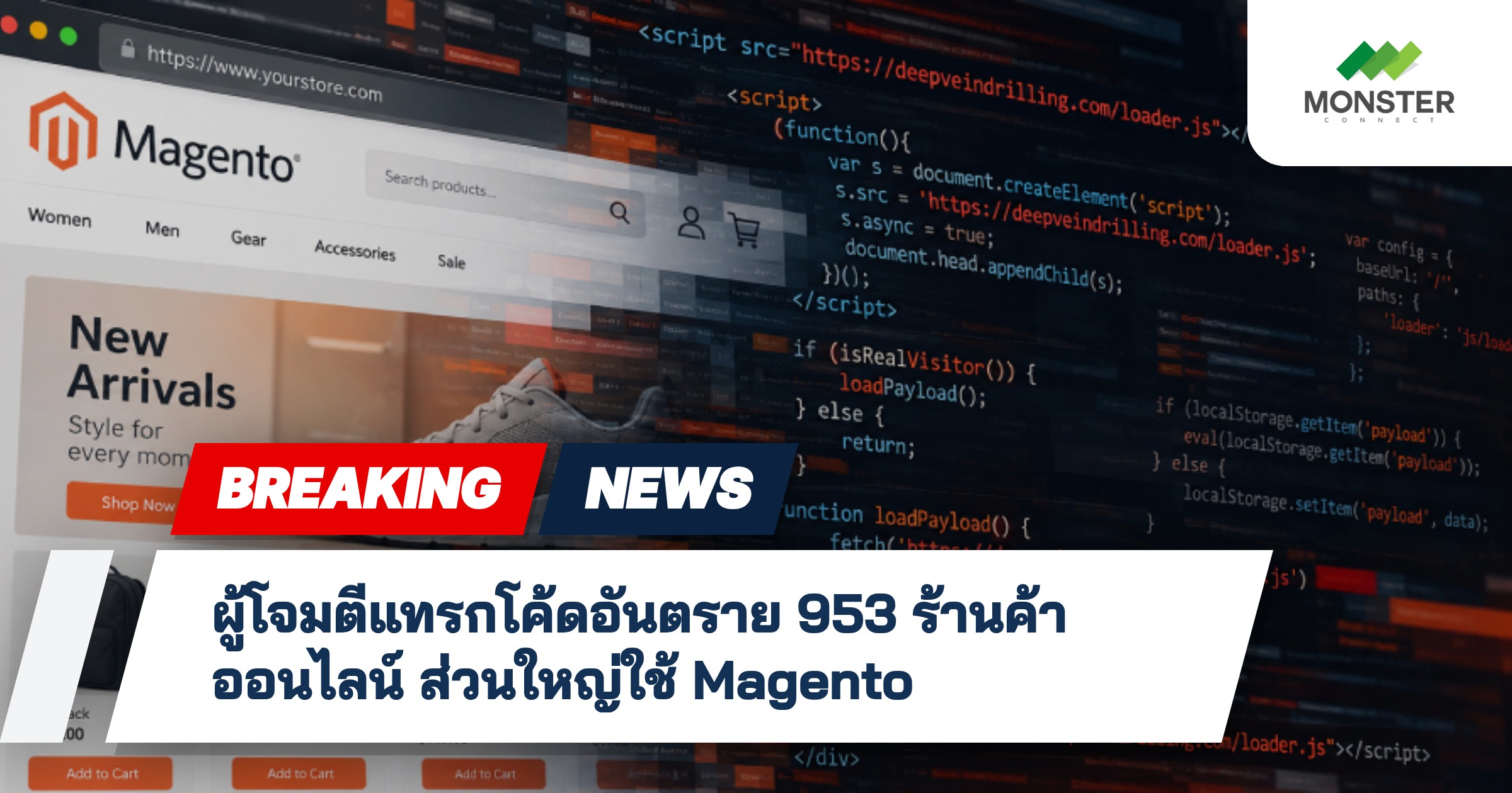 ผู้โจมตีแทรกโค้ดอันตราย 953 ร้านค้าออนไลน์ ส่วนใหญ่ใช้ Magento