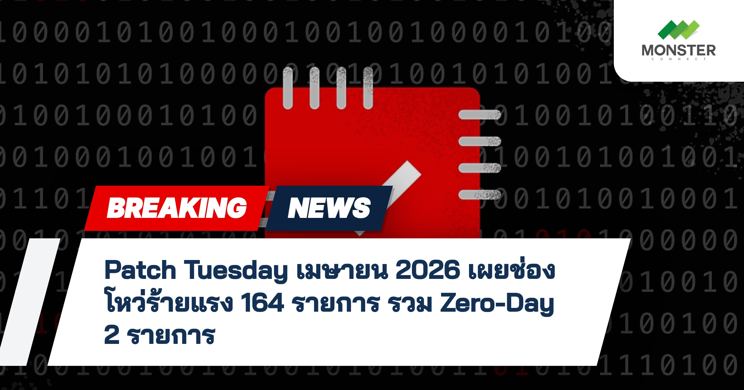 Patch Tuesday เมษายน 2026 เผยช่องโหว่ร้ายแรง 164 รายการ รวม Zero-Day 2 รายการ