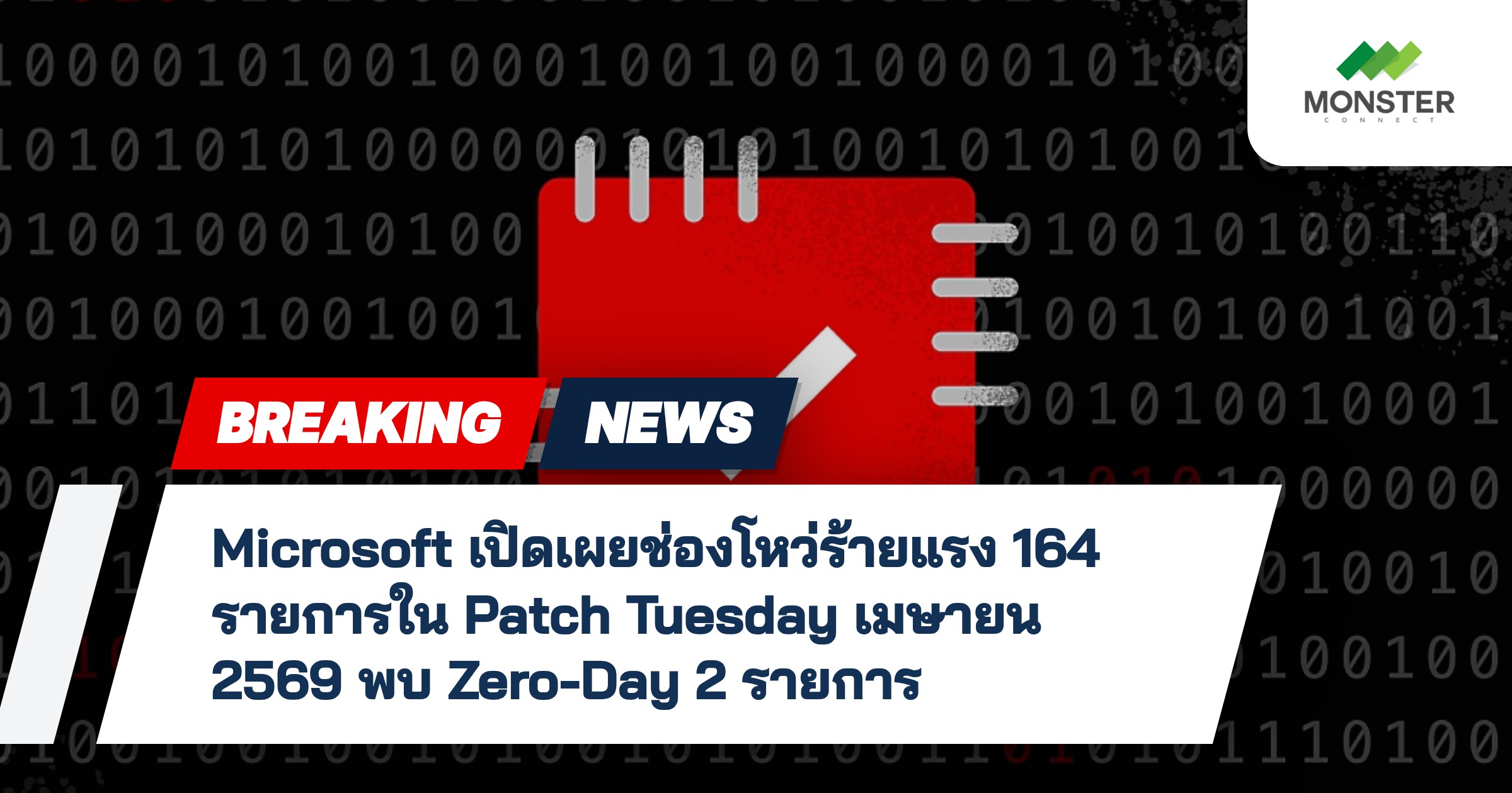 Microsoft เปิดเผยช่องโหว่ร้ายแรง 164 รายการใน Patch Tuesday เมษายน 2569 พบ Zero-Day 2 รายการ