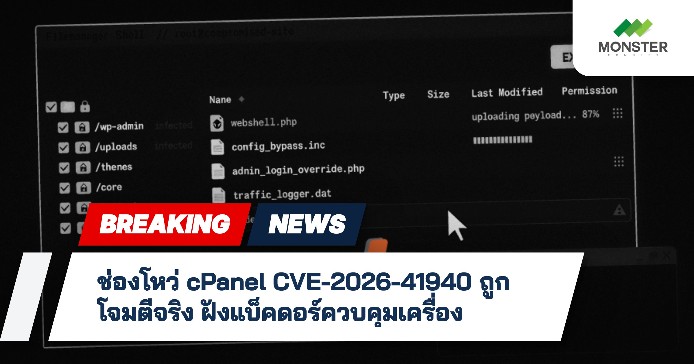 ช่องโหว่ cPanel CVE-2026-41940 ถูกโจมตีจริง ฝังแบ็คดอร์ควบคุมเครื่อง