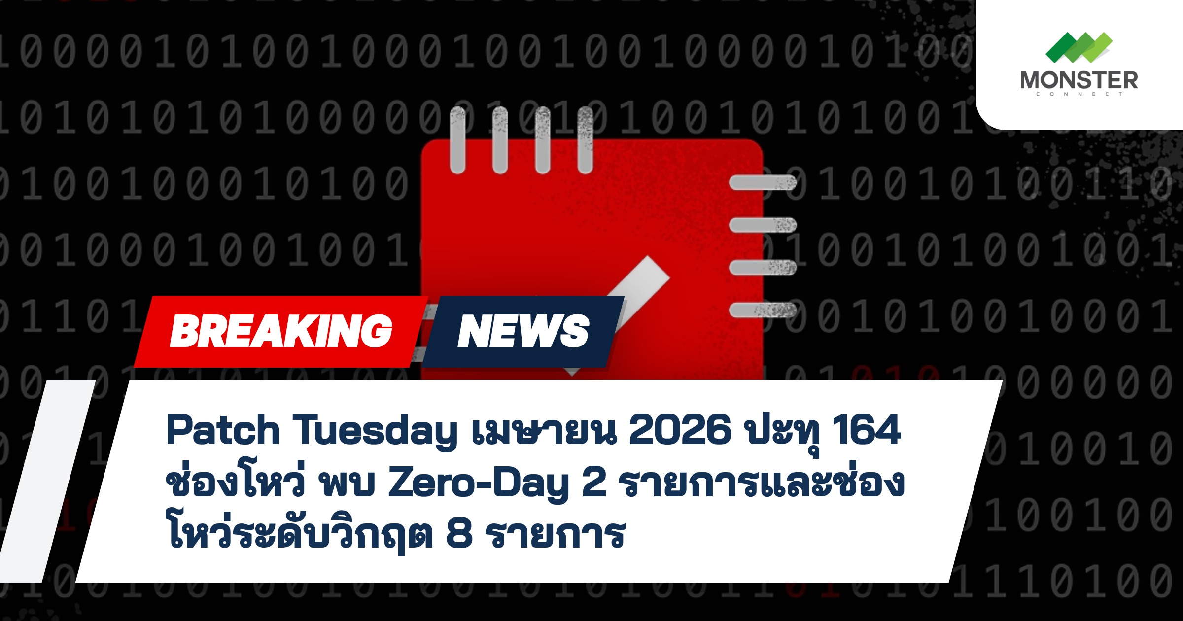 Patch Tuesday เมษายน 2026 ปะทุ 164 ช่องโหว่ พบ Zero-Day 2 รายการและช่องโหว่ระดับวิกฤต 8 รายการ