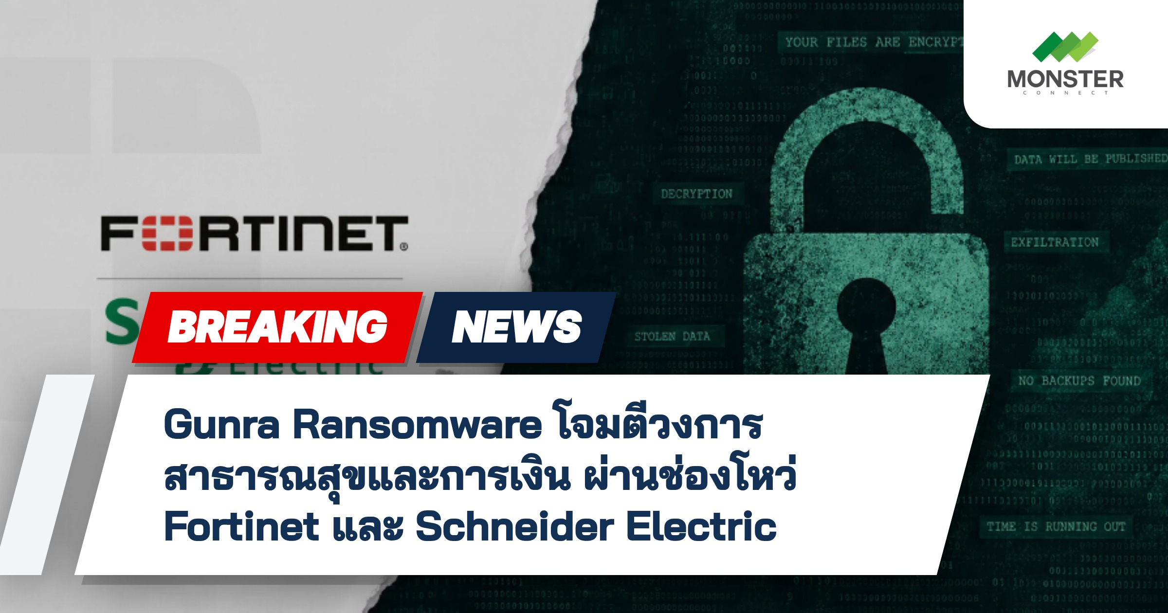 Gunra Ransomware โจมตีวงการสาธารณสุขและการเงิน ผ่านช่องโหว่ Fortinet และ Schneider Electric