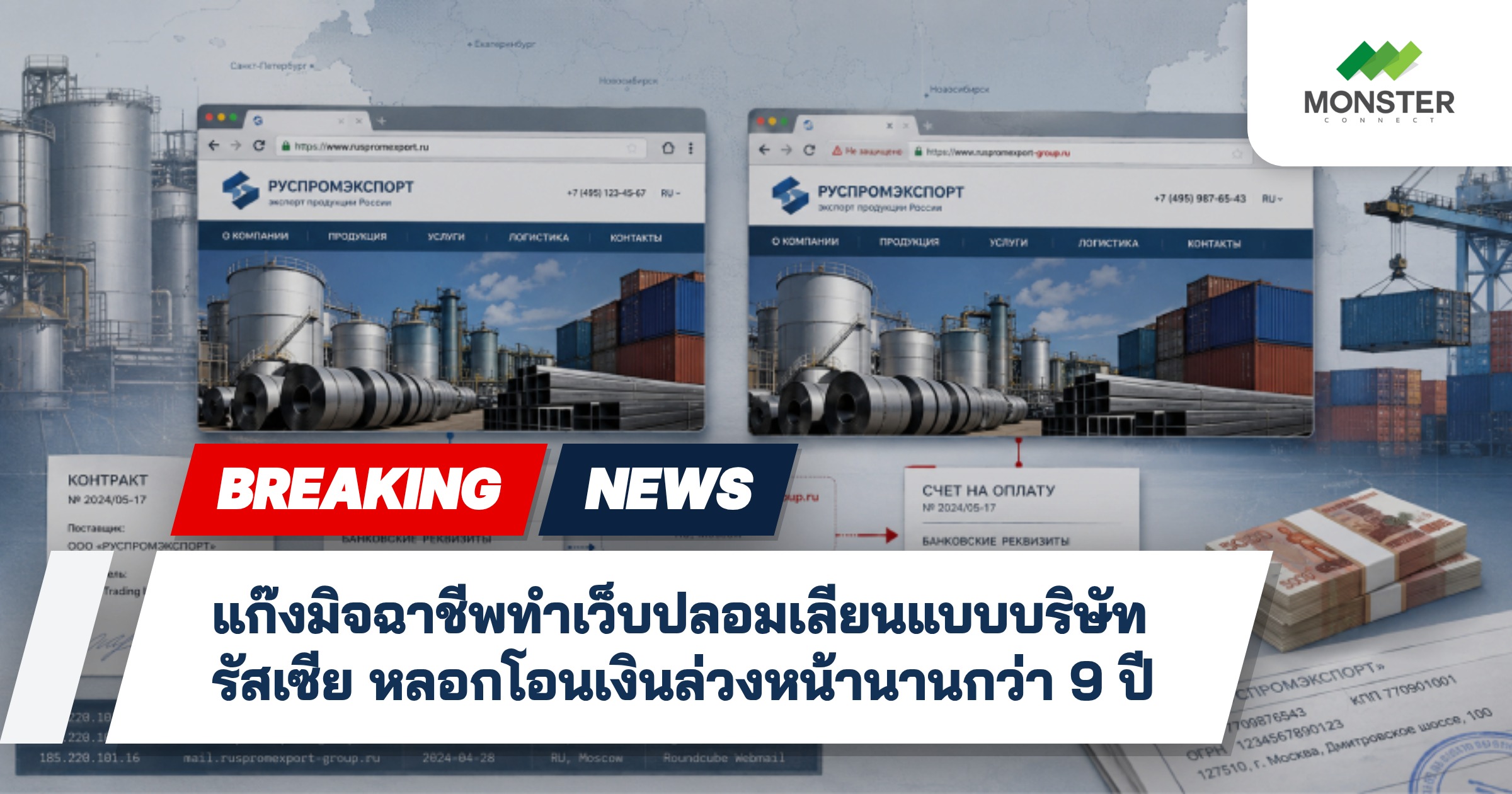 แก๊งมิจฉาชีพทำเว็บปลอมเลียนแบบบริษัทรัสเซีย หลอกโอนเงินล่วงหน้านานกว่า 9 ปี