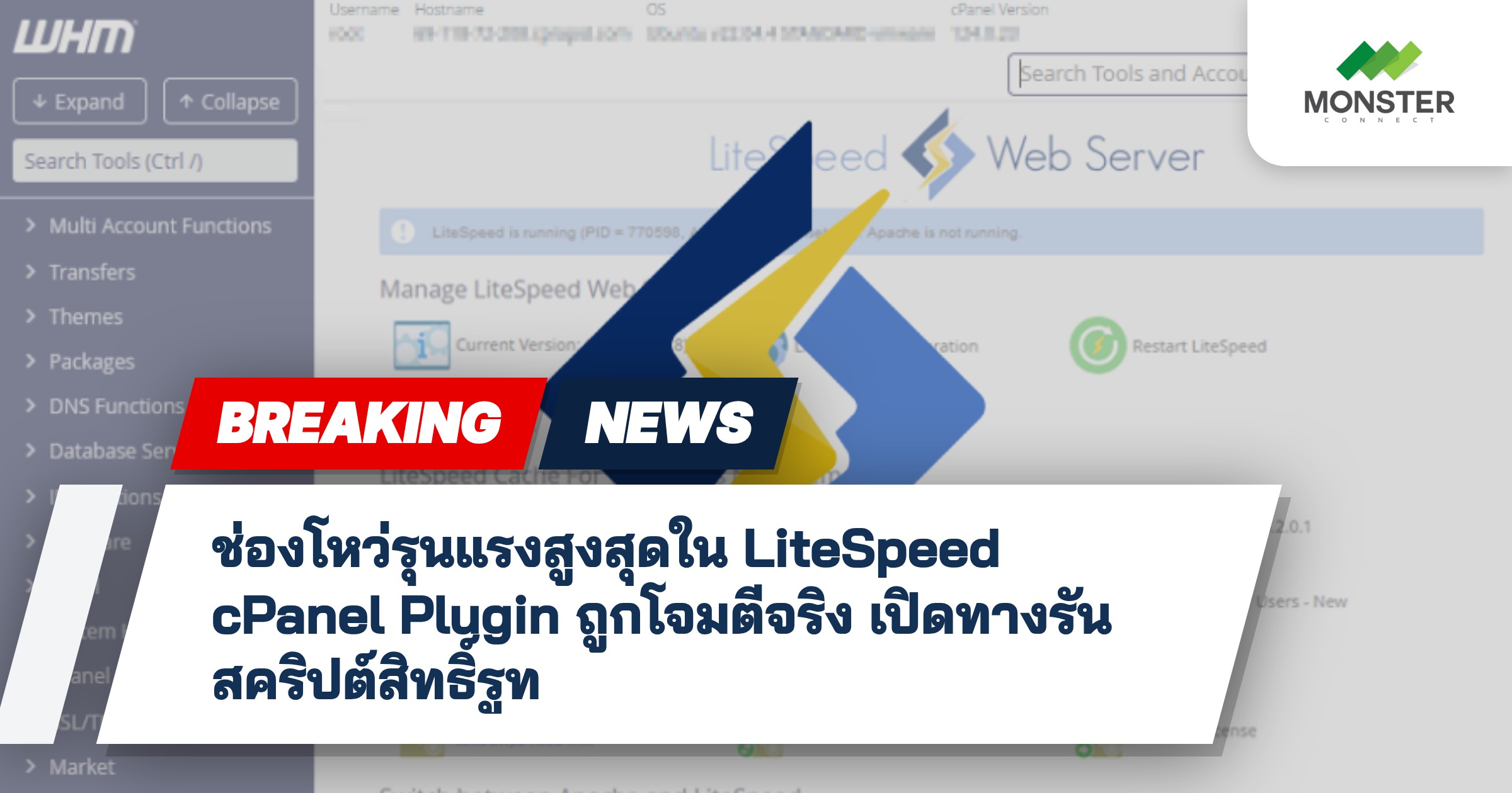 ช่องโหว่รุนแรงสูงสุดใน LiteSpeed cPanel Plugin ถูกโจมตีจริง เปิดทางรันสคริปต์สิทธิ์รูท