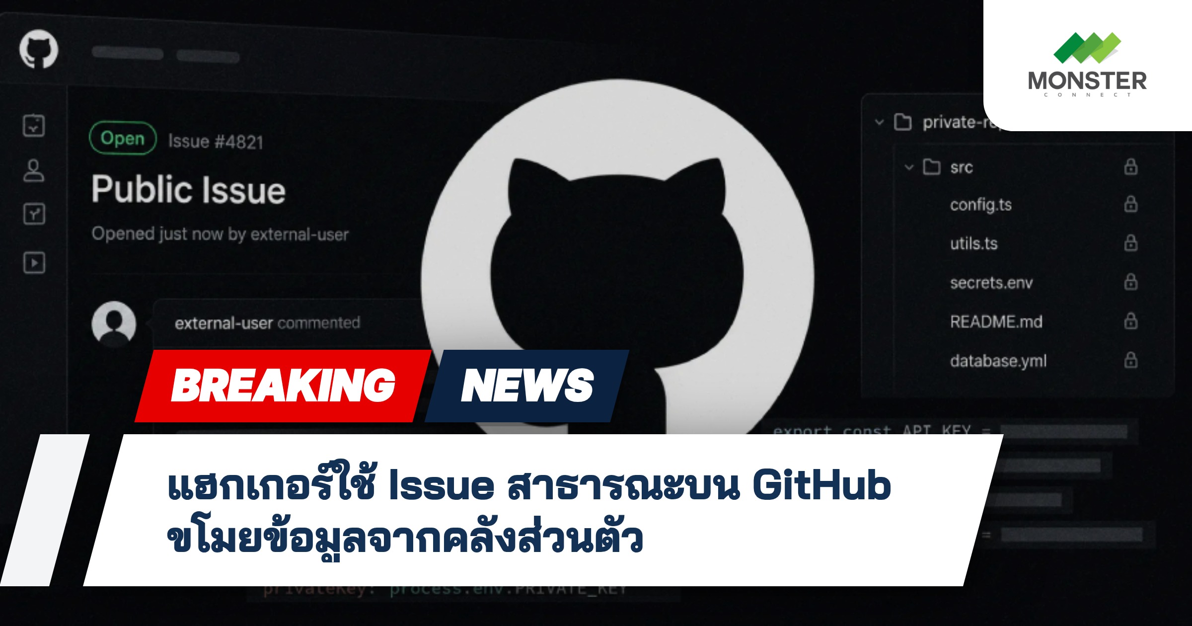 แฮกเกอร์ใช้ Issue สาธารณะบน GitHub ขโมยข้อมูลจากคลังส่วนตัว